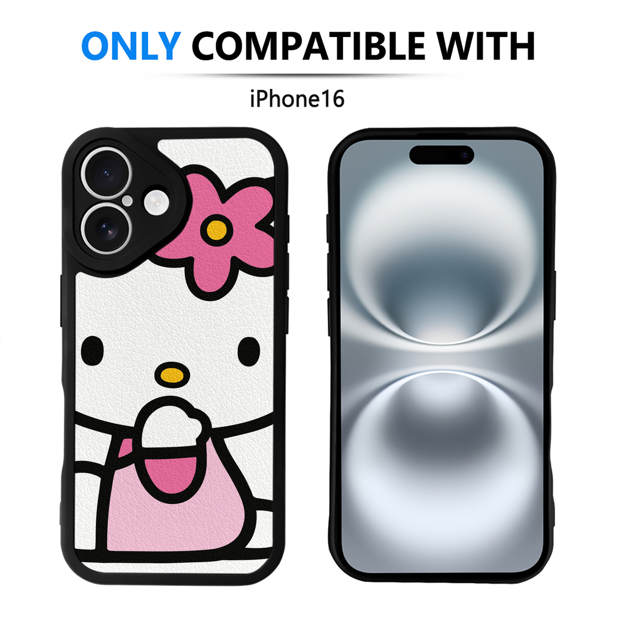 （画像用） Hello Kitty ハローキティ 【iPhone 16シリーズ対応】シリコンスマホケース（レザー調） 材質：シリコン